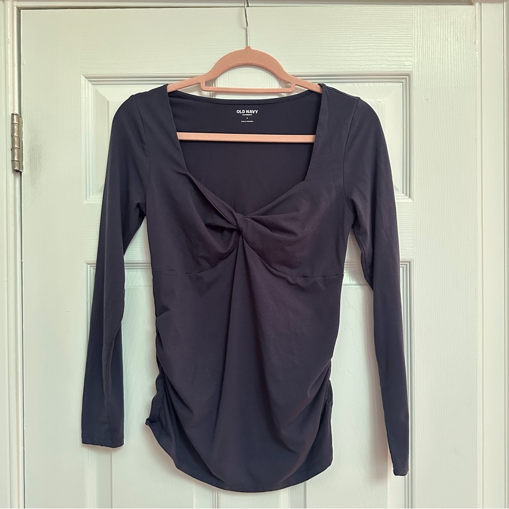 Old Navy Charcoal Gray Twist-Front Long Sleeve Top